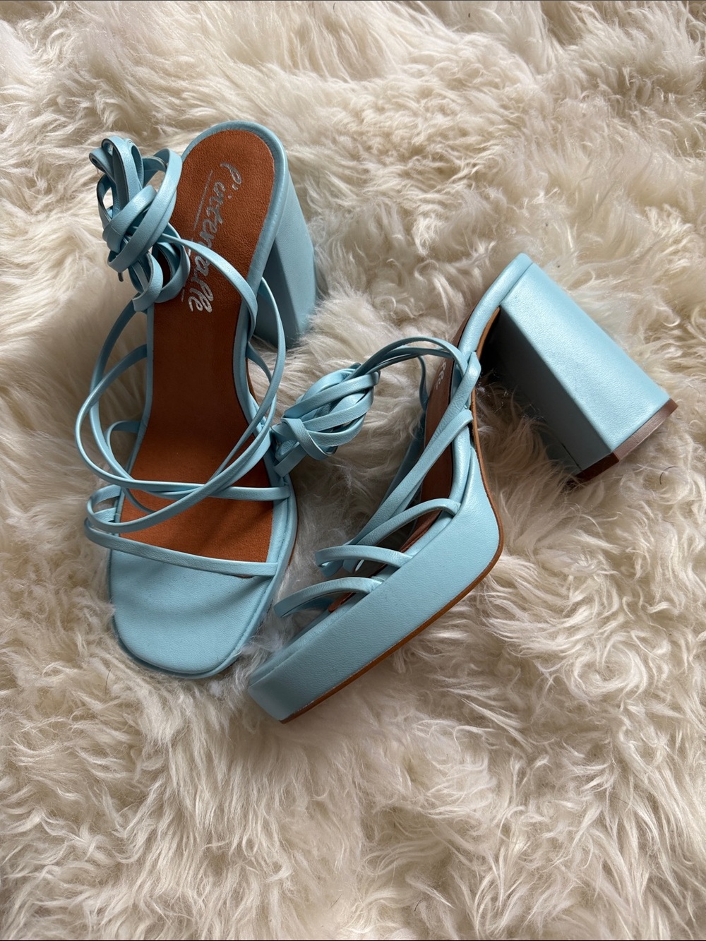 L’intervalle Light Blue Strappy Block Heel Sandals